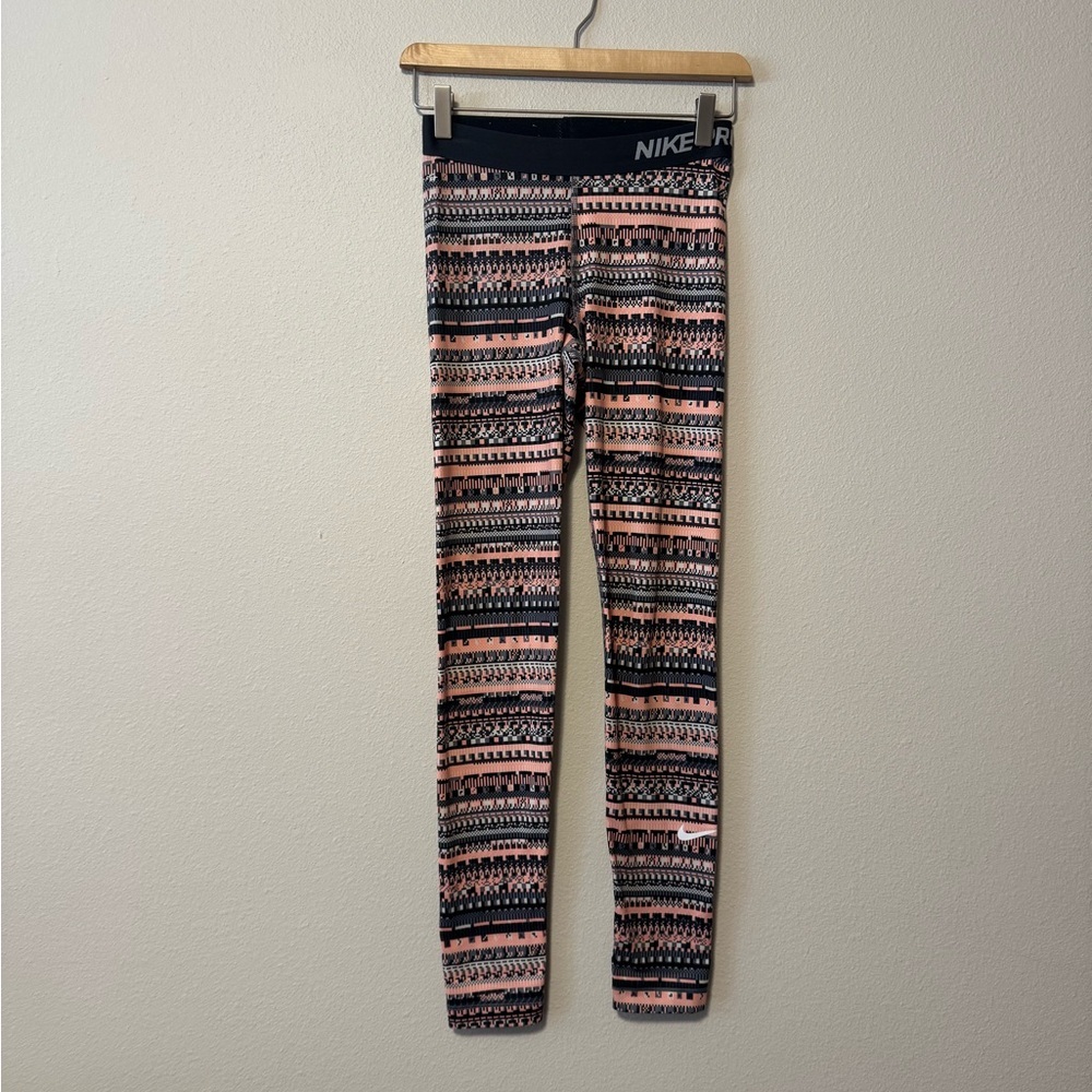 Nike Pattern Leggings - Orange and Black